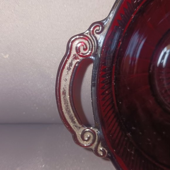 Vintage Handled Ruby Red Coronation Berry Bowl - Picture 5 of 5